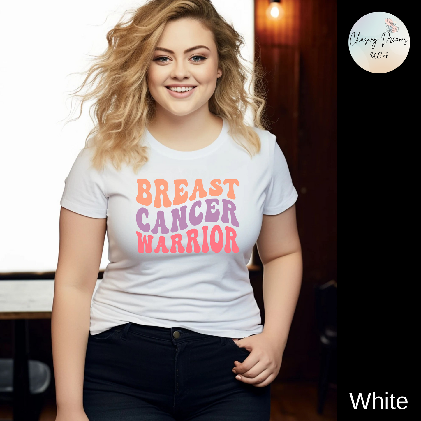 🎗️💪 Breast Cancer Warrior T-Shirt – Bold Retro Awareness Tee for Strength & Support 🌸