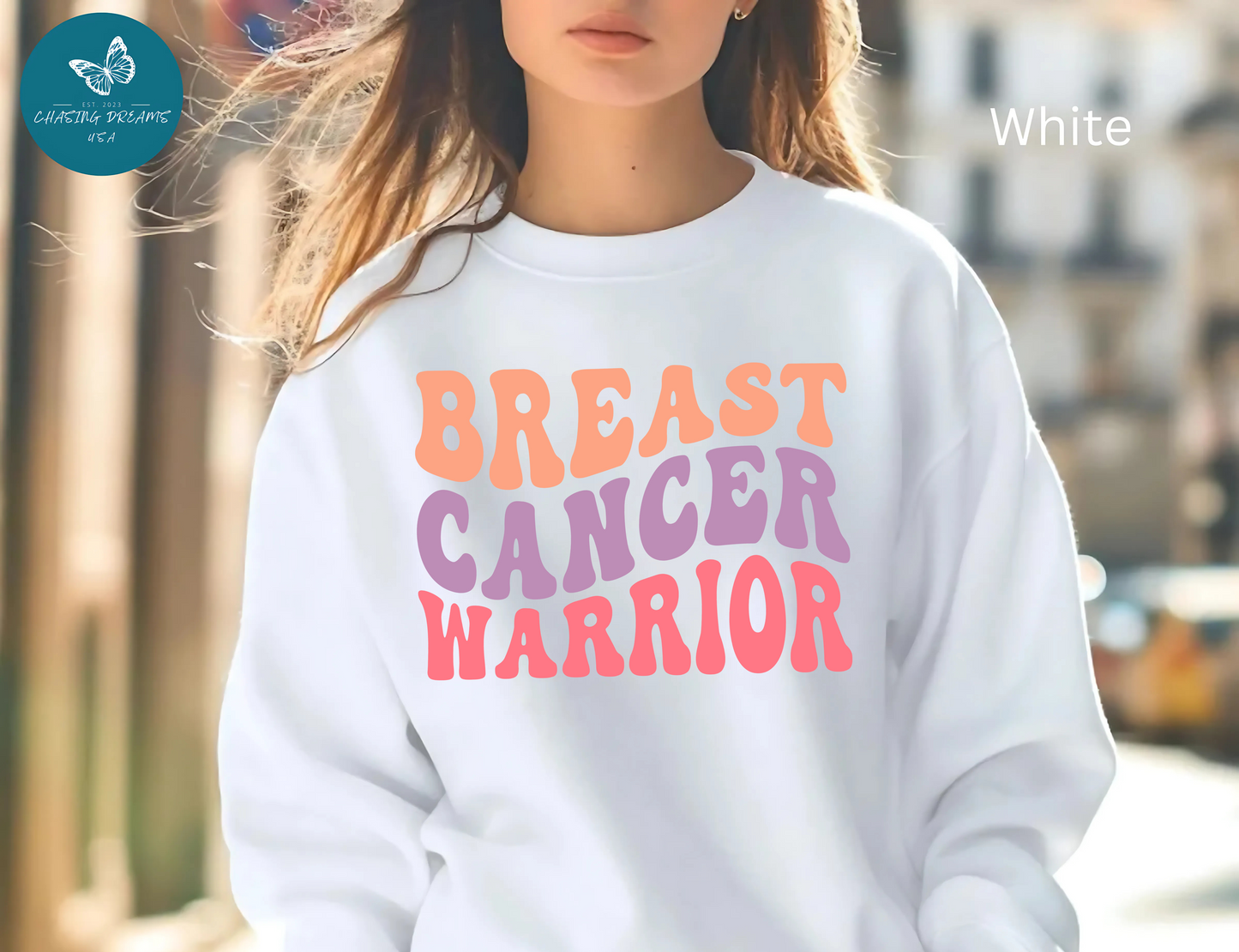 🌸✊ Breast Cancer Warrior Sweatshirt – Retro Awareness & Survivor Strength Crewneck
