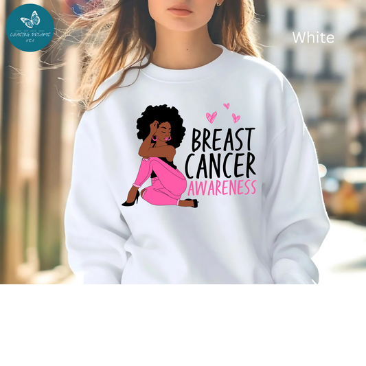 💕✨ Pink Awareness Woman Sweatshirt – Elegant Breast Cancer Support Crewneck