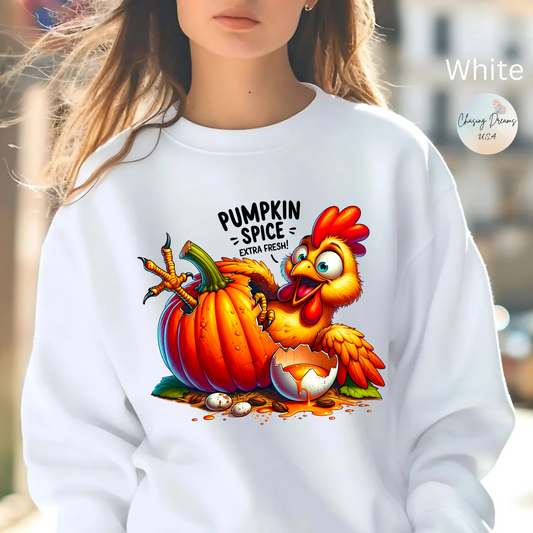🎃🐔 Pumpkin Spice Chicken Sweatshirt – Funny Fall Extra Fresh Design 🍂