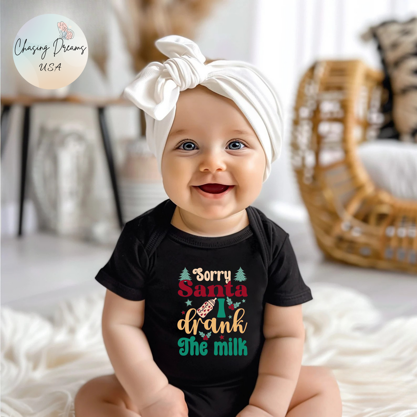 🎅🍼 Sorry Santa I Drank the Milk Baby Onesie – Funny Christmas Outfit for Babies 🎄✨