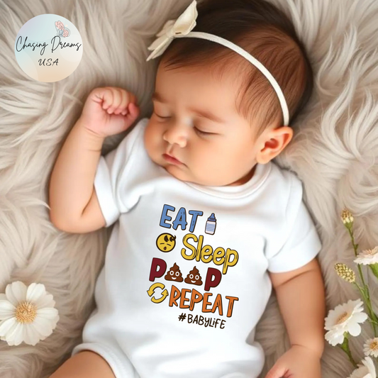 💩 Eat Sleep Poop Repeat Baby Onesie – Funny Newborn Outfit