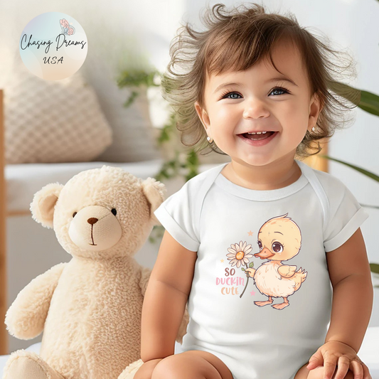 🦆 So Duckin’ Cute Baby Onesie – Funny Farm Animal Outfit 🌼
