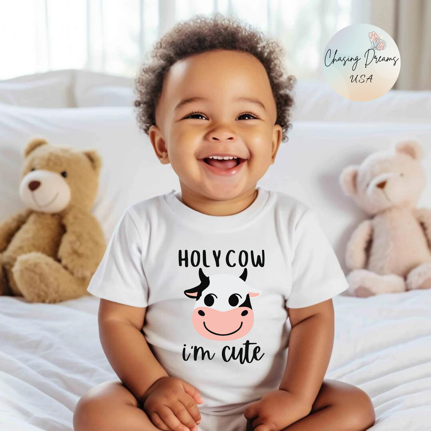 🐄 Holy Cow I’m Cute Baby Onesie – Funny Farm Animal Outfit 🌾