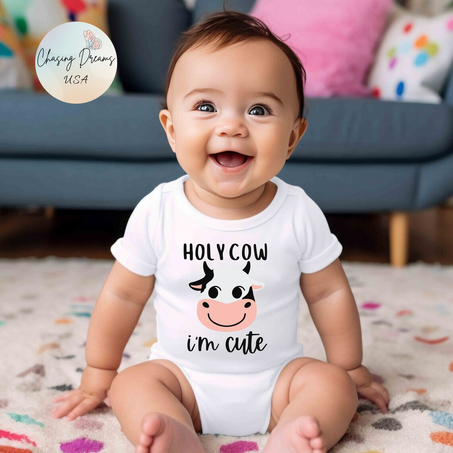 🐄 Holy Cow I’m Cute Baby Onesie – Funny Farm Animal Outfit 🌾