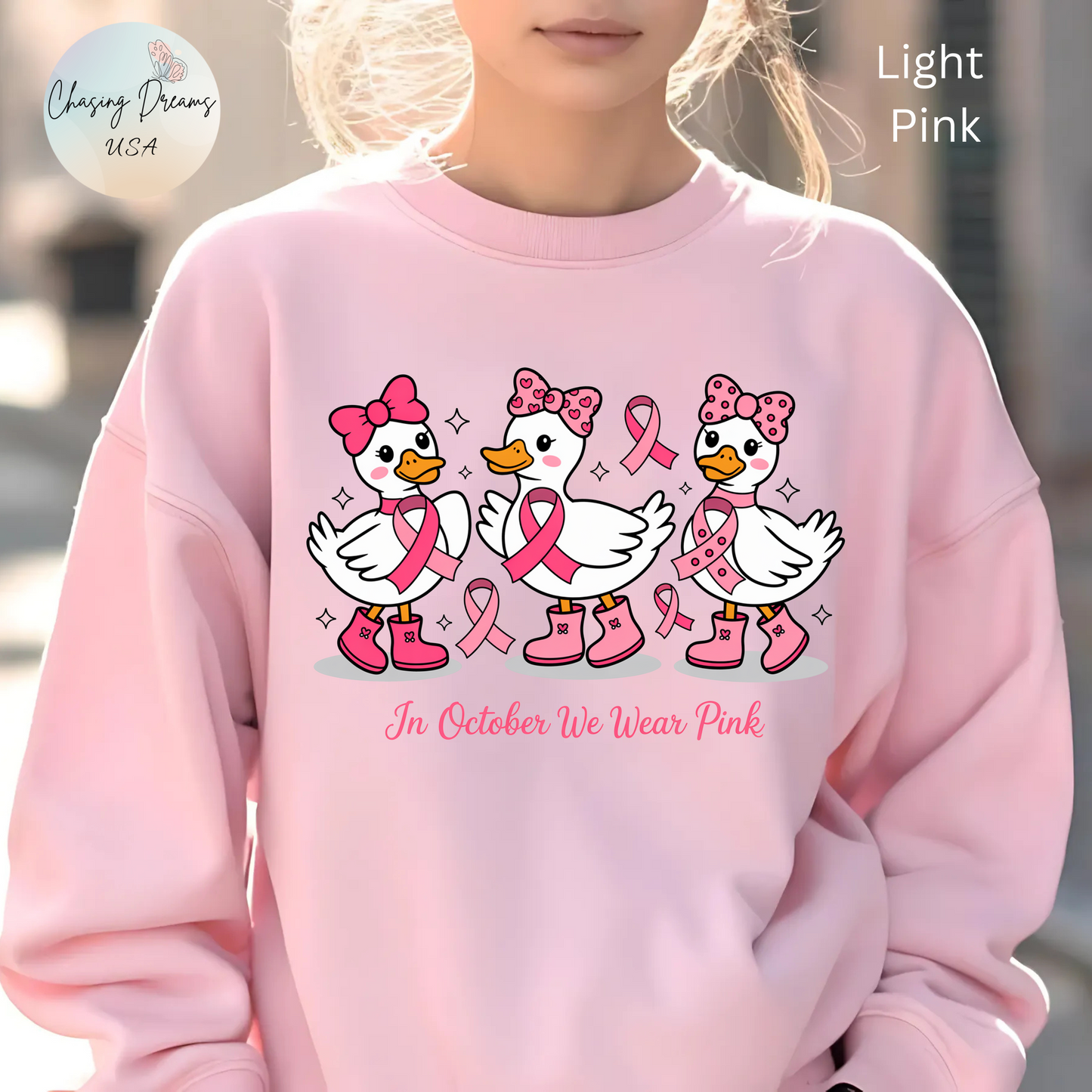 🎀🦆 In October We Wear Pink Duck Sweatshirt – Cute & Courageous Support 💗