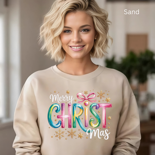 🎄🌈 Merry Christmas Rainbow Sweatshirt – Colorful Holiday Cheer ✨
