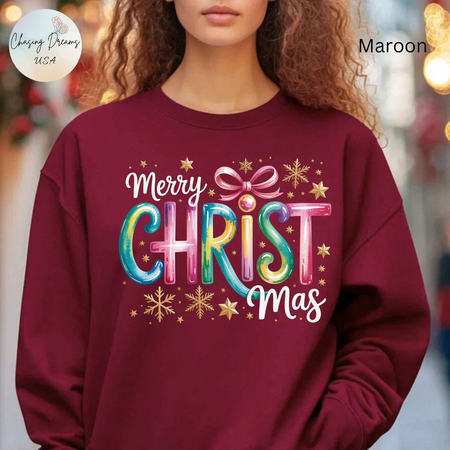 🎄🌈 Merry Christmas Rainbow Sweatshirt – Colorful Holiday Cheer ✨