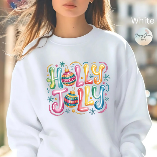 🎄✨ Holly Jolly Rainbow Ornament Christmas Sweatshirt – Festive & Fun Holiday Style 🌈🎁