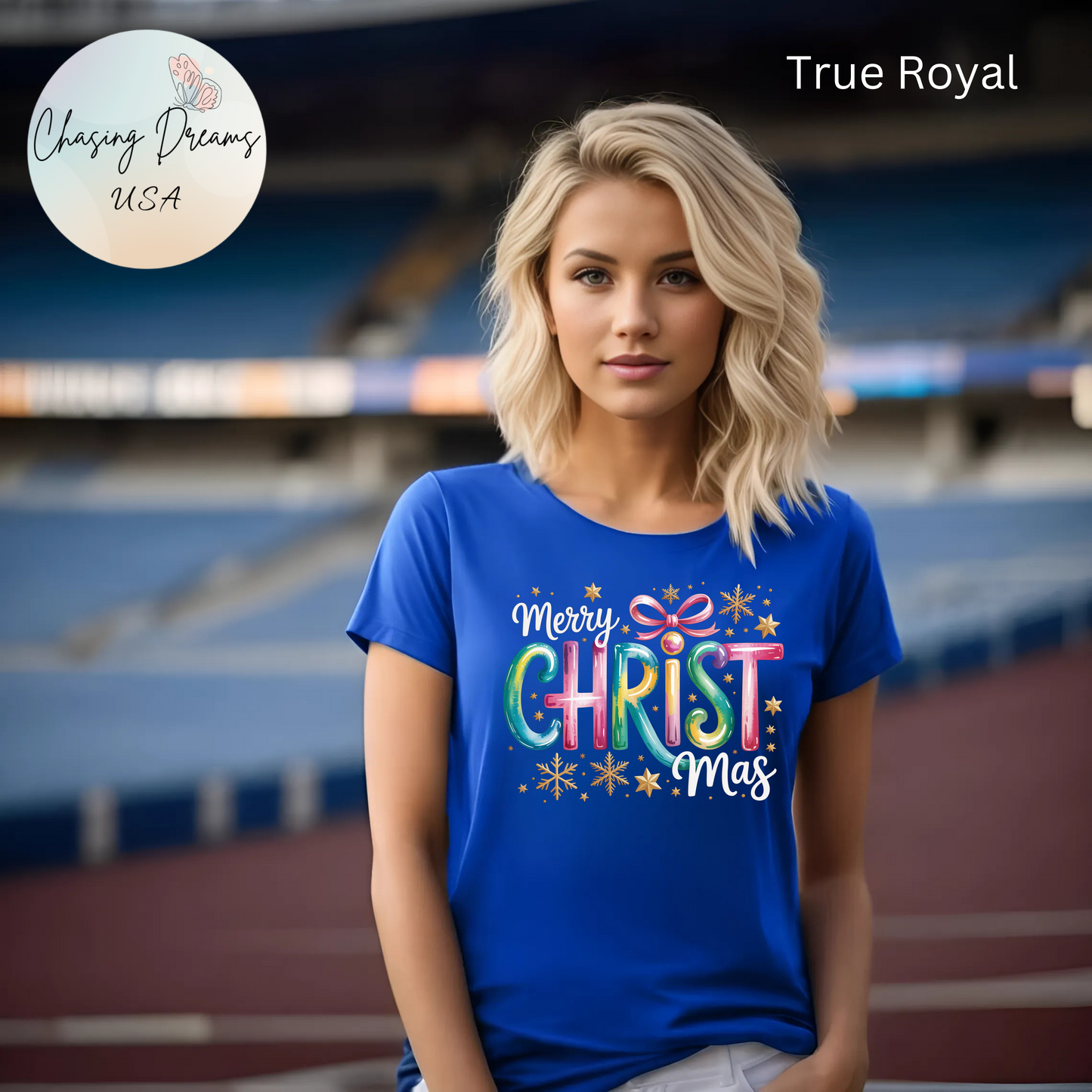 🎄✨ Merry Christmas Glow Lettering T-Shirt – Festive & Bright Holiday Style 🎁🌟