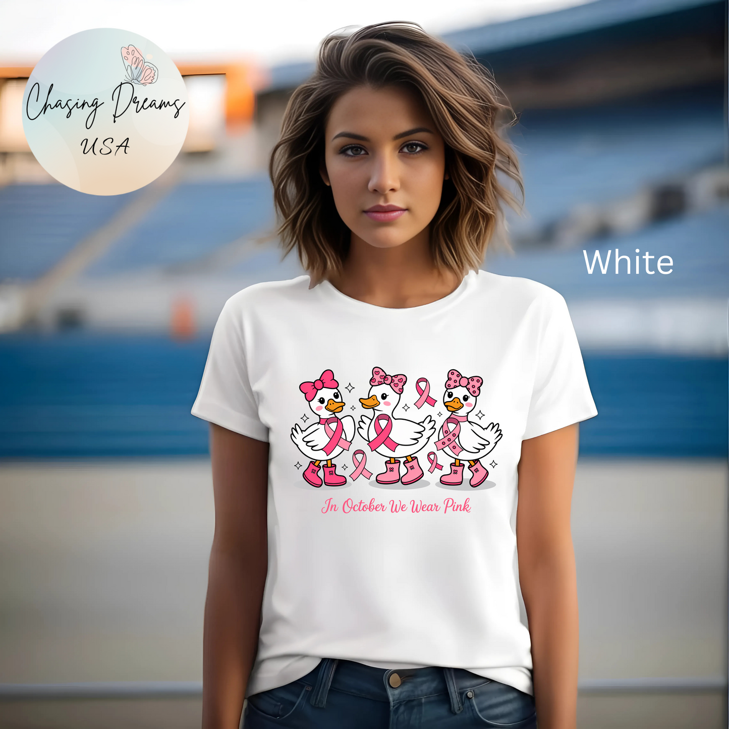 🎀🦆 In October We Wear Pink Duck T-Shirt – Cute Breast Cancer Awareness Tee 💖✨