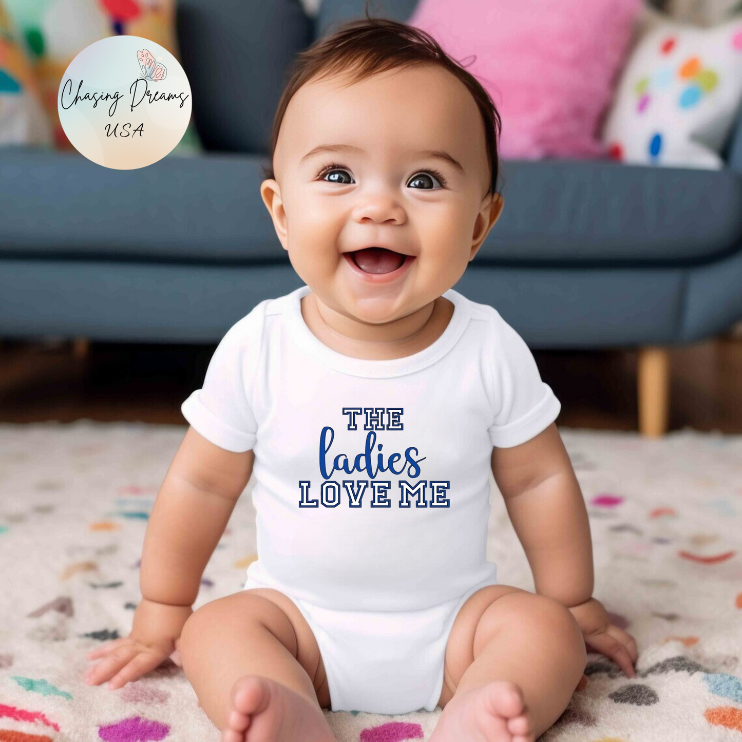 💙 The Ladies Love Me Baby Onesie – Playful Outfit for Your Little Charmer 👶✨