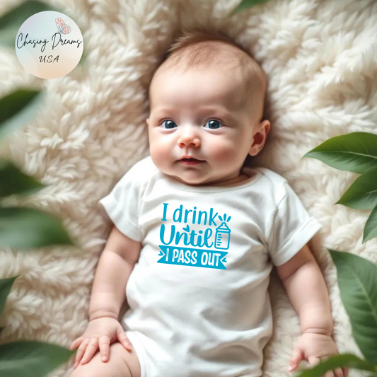 🍼 I Drink Until I Pass Out Baby Onesie – Funny & Playful Statement Outfit 👶✨