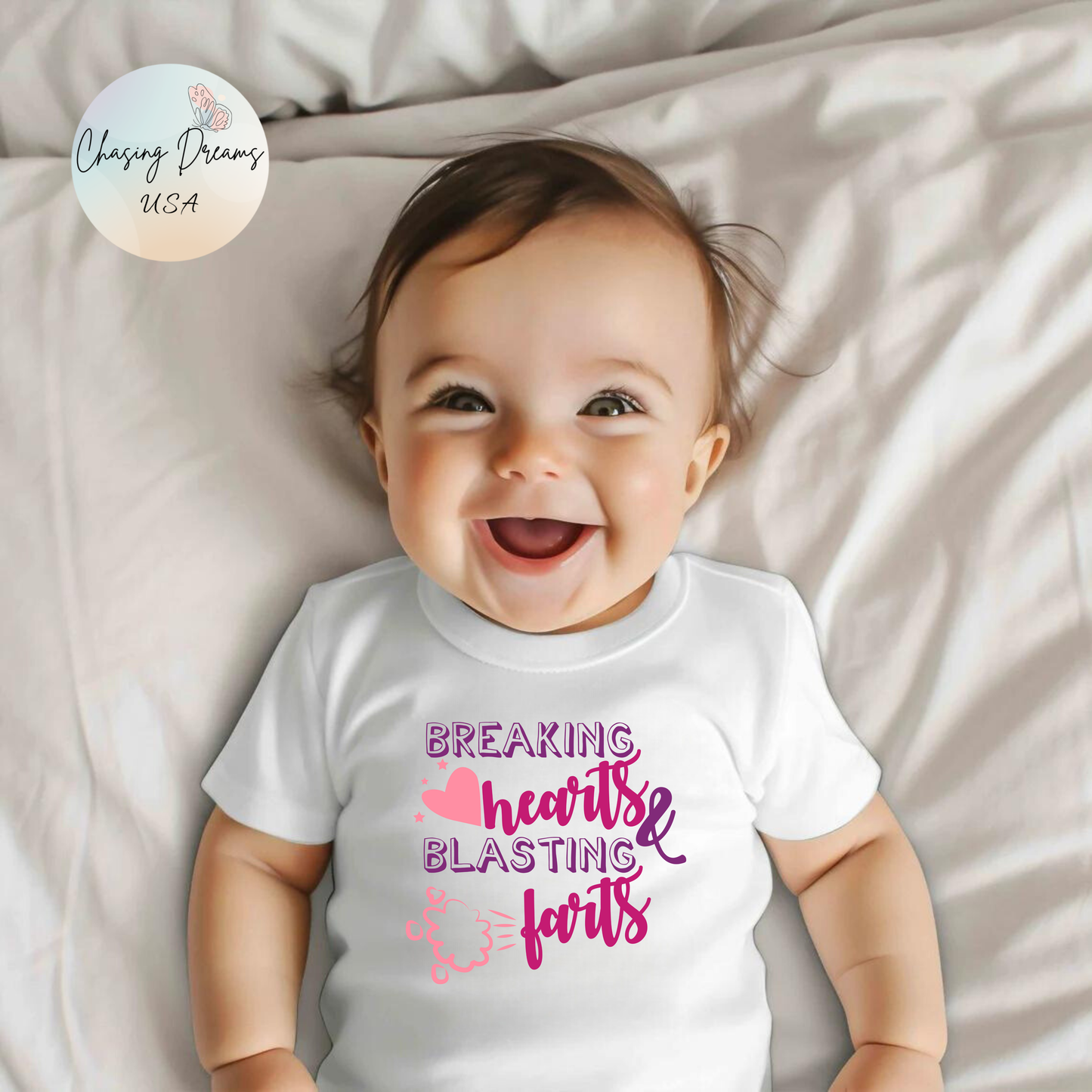 💥 Breaking Hearts & Blasting Farts Baby Onesie – Funny & Adorable Outfit 👶✨