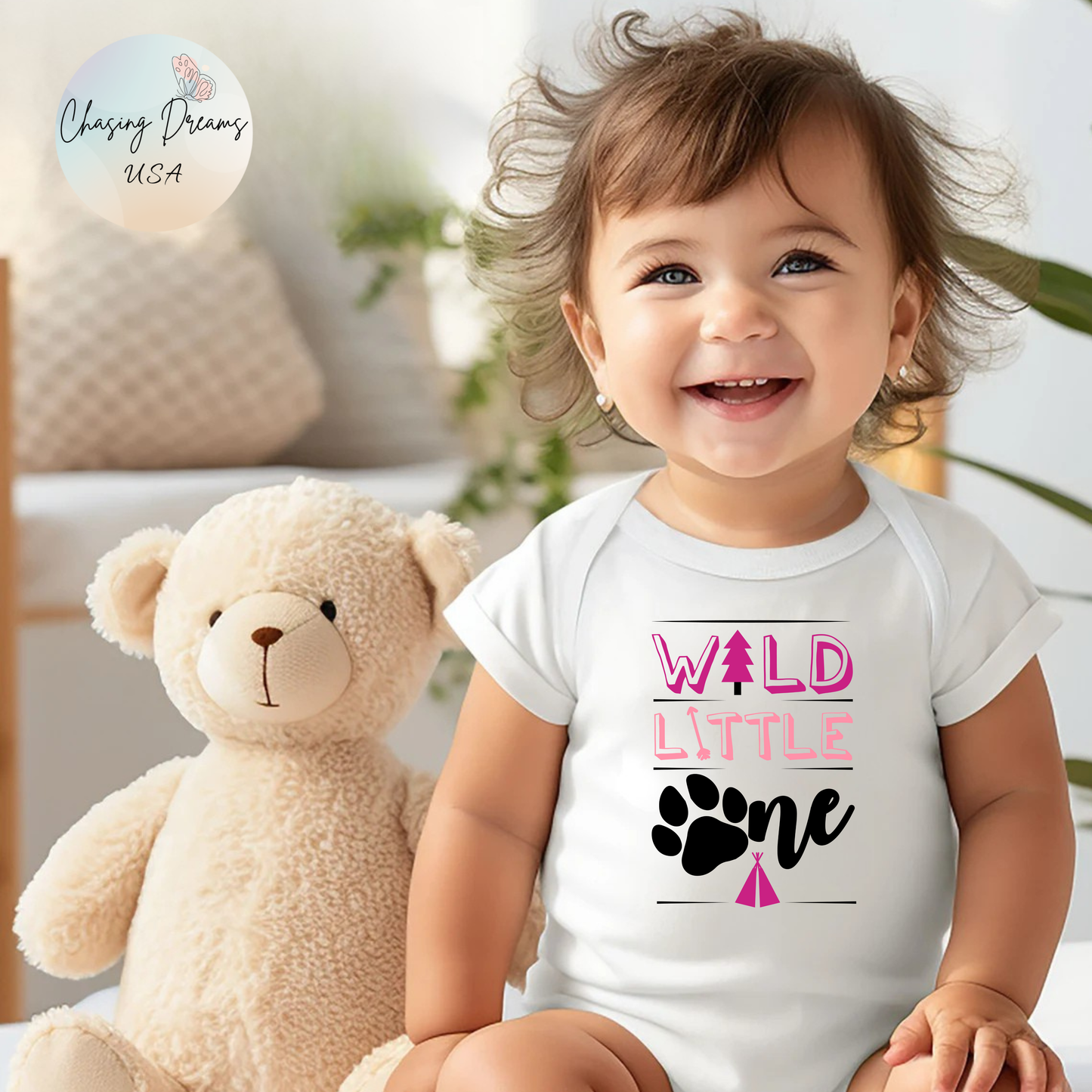 Wild Little Baby Onesie (Pink Edition) – Adorable Adventure-Ready Outfit 🌸🌲