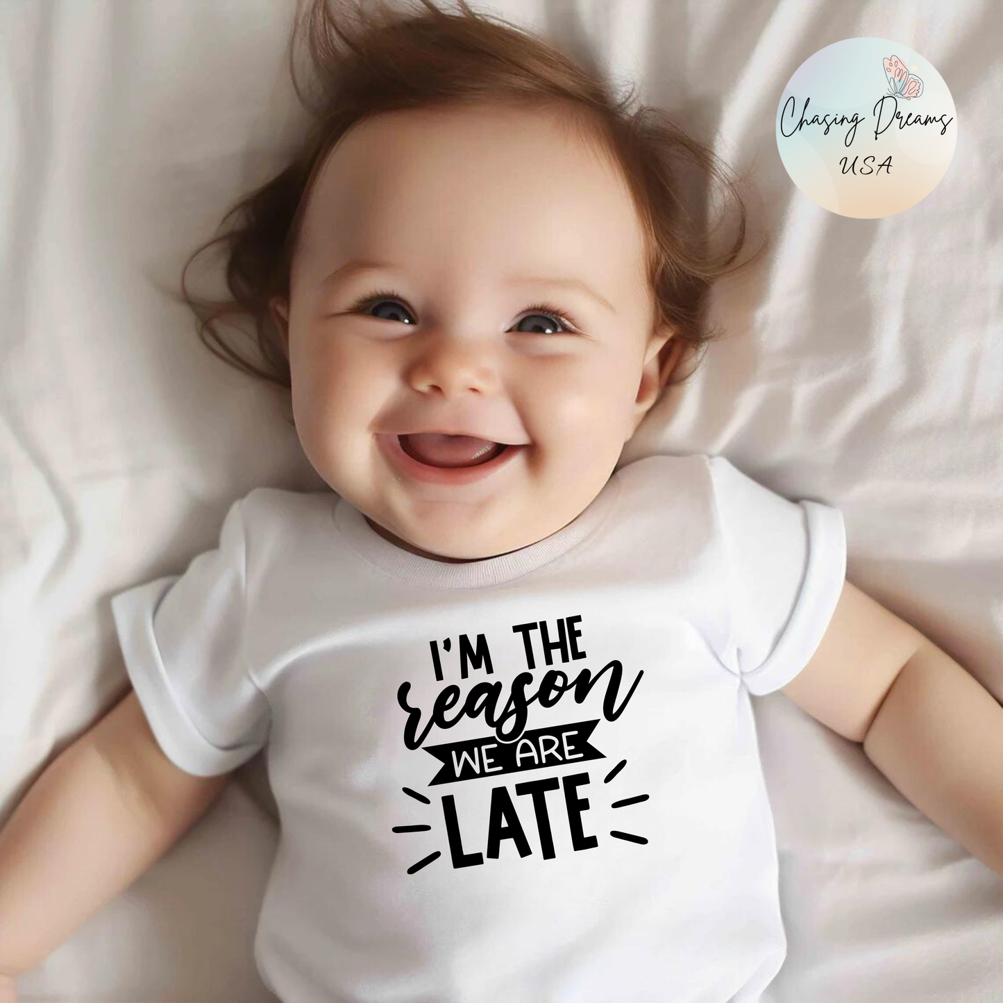 I’m The Reason We’re Late Baby Onesie – Hilarious Everyday Outfit 😂🍼