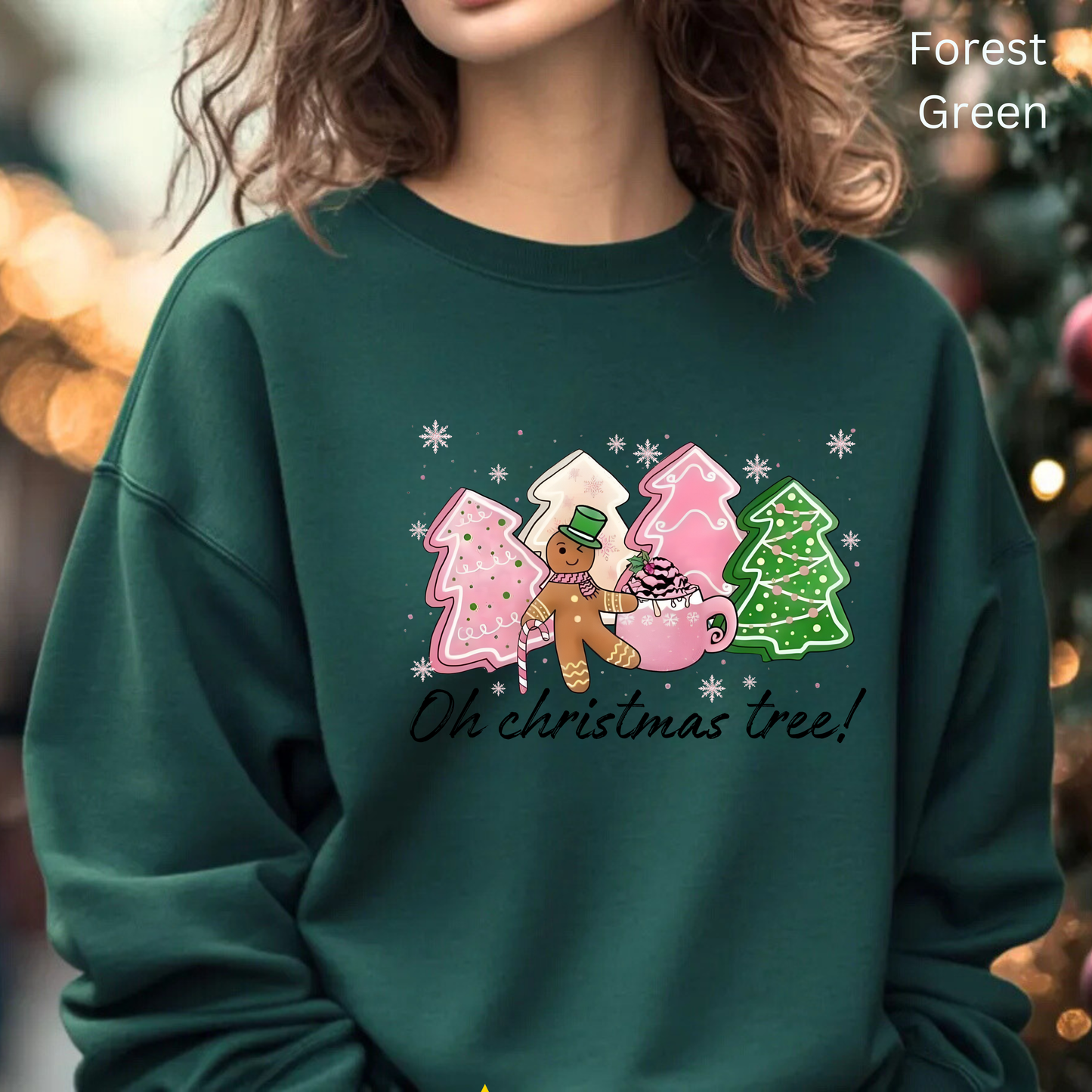 🎄🍪 Oh Christmas Tree! Gingerbread & Cocoa Crewneck – Sweet Holiday Cookie Lover Gift