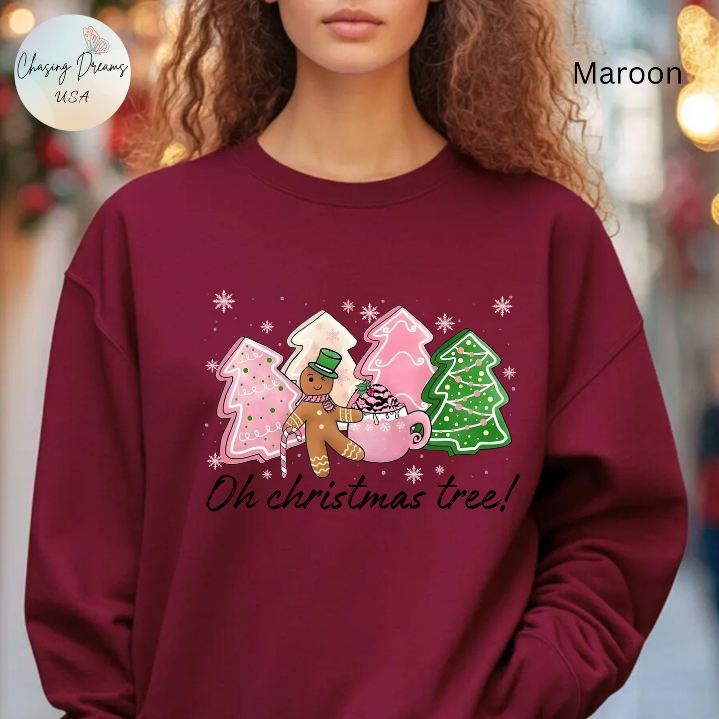 🎄🍪 Oh Christmas Tree! Gingerbread & Cocoa Crewneck – Sweet Holiday Cookie Lover Gift