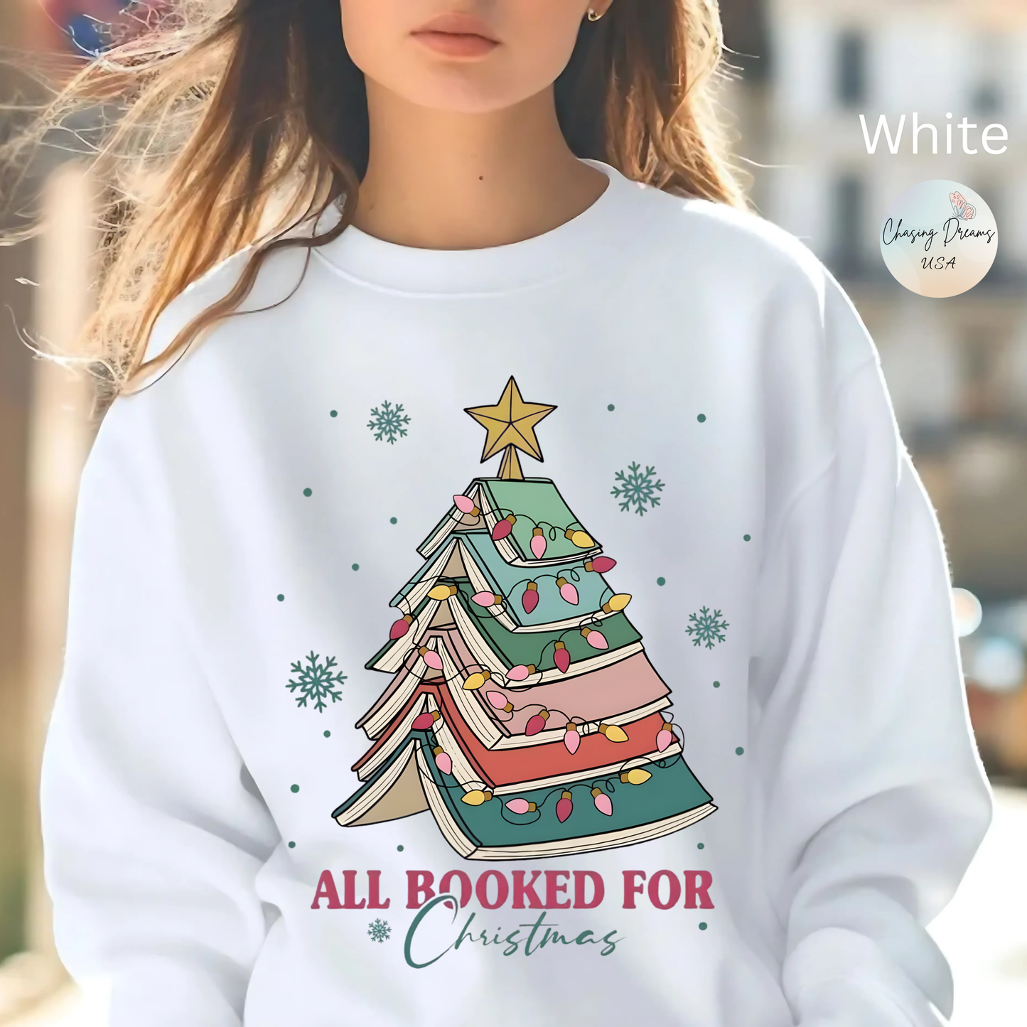 🎄📚 All Booked for Christmas Sweatshirt – Cozy Bookworm Holiday Vibes