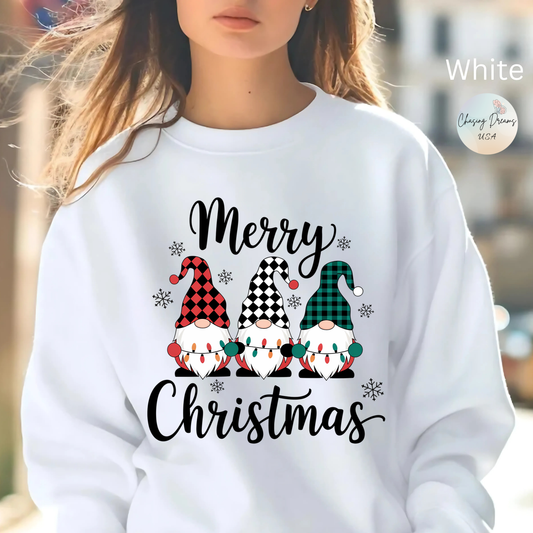 🎅✨ Merry Gnome Lights Sweatshirt – Whimsical Scandinavian Holiday Charm