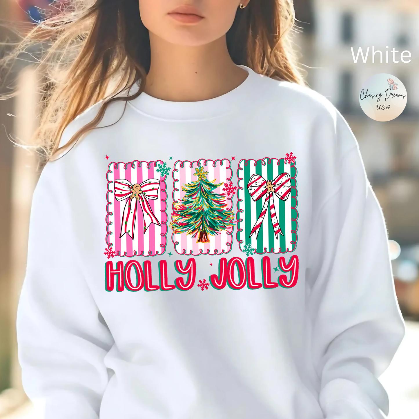 🎀✨ Holly Jolly Retro Sweatshirt – Festive Bows & Christmas Cheer