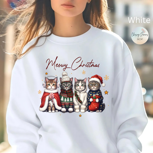 🐾✨ Meowy Christmas Sweatshirt – Festive Cats & Cozy Holiday Cheer 🎄🐱