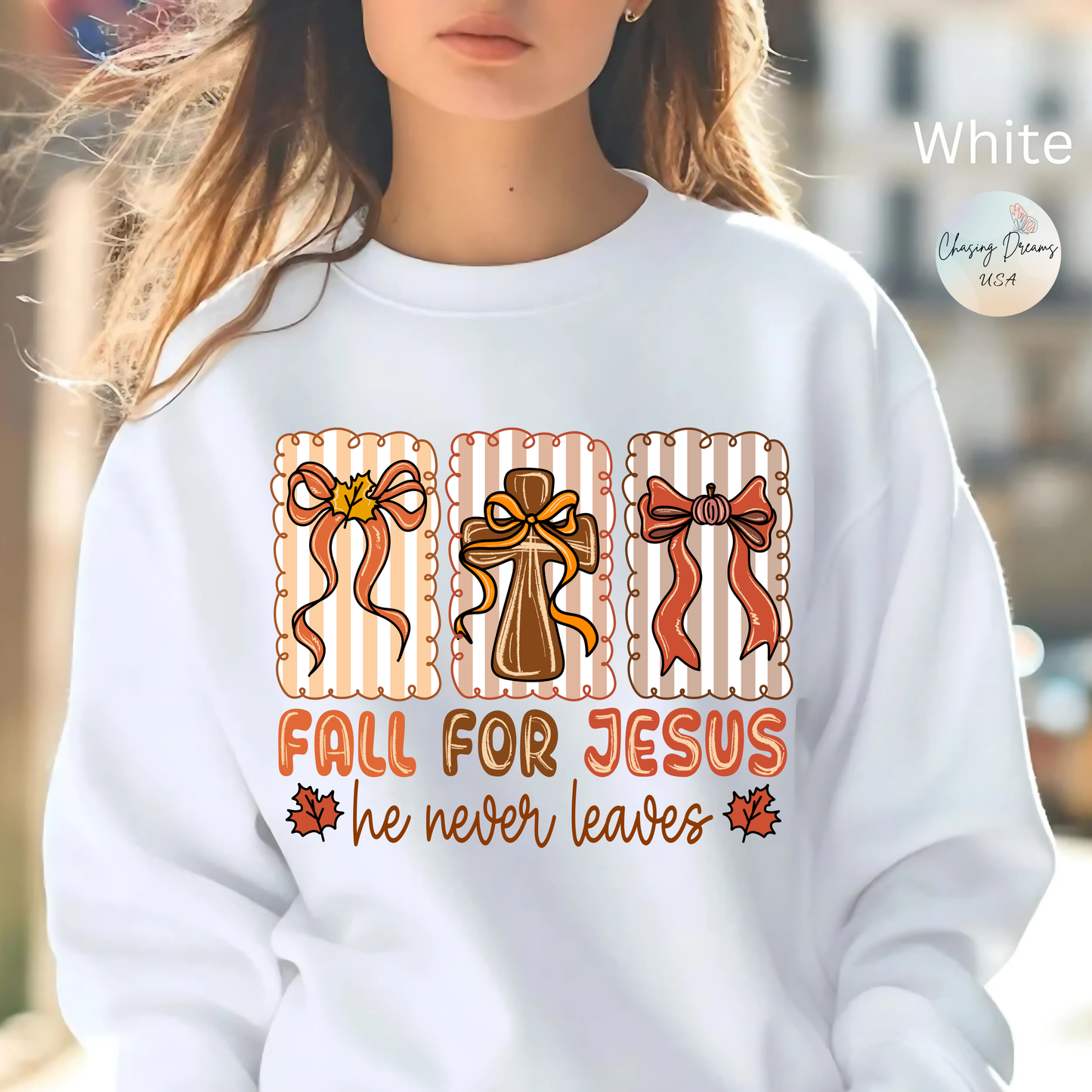 🍂✝️ Fall For Jesus – “He Never Leaves” Sweatshirt