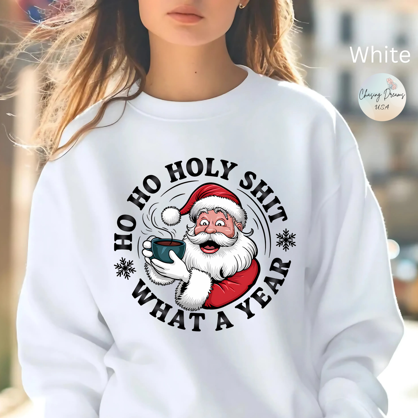 🎅☕ Ho Ho Holy Sh*t—What a Year! Santa Coffee Sweatshirt 🎄🔥
