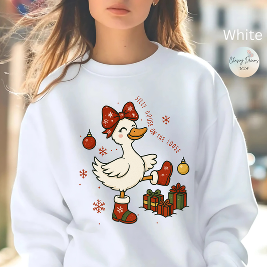 🪿🎁 Silly Goose on the Loose Sweatshirt – Whimsical Holiday Cheer ❄️✨