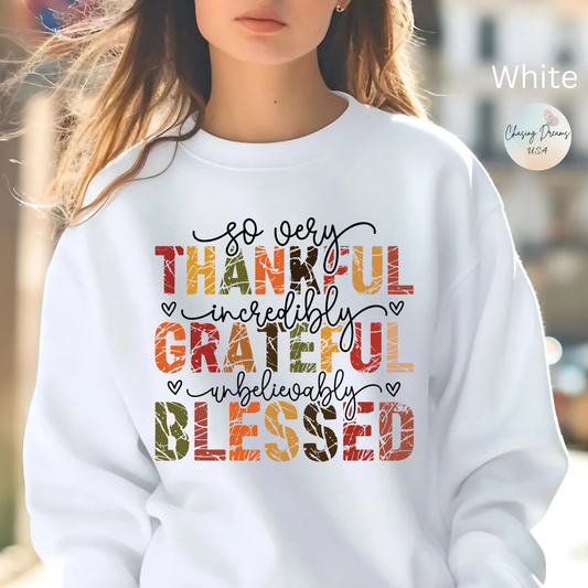 🤎✨ So Very Thankful, Incredibly Grateful, Unbelievably Blessed – Cozy Fall Sweatshirt 🍂🧡