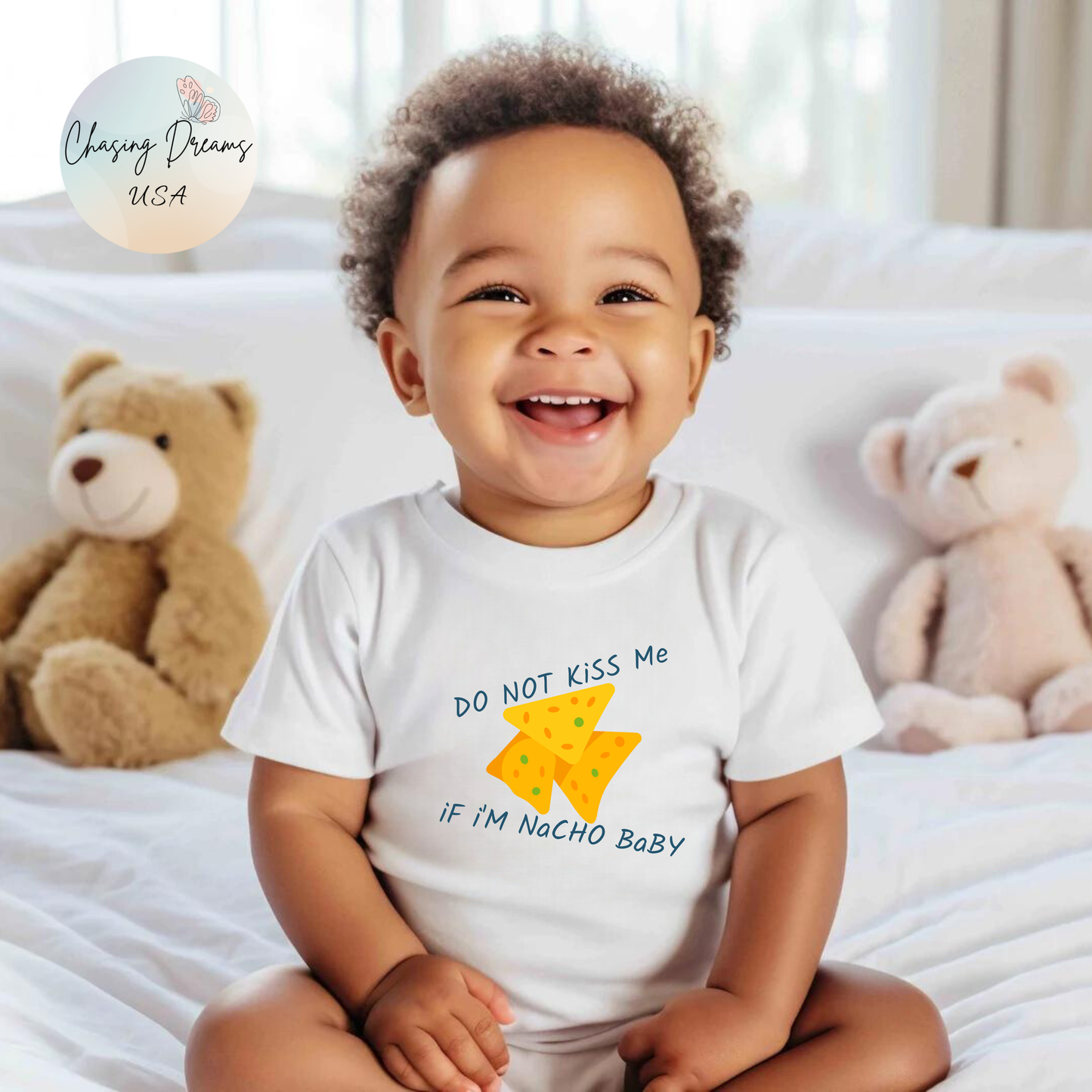 Do Not Kiss Me If I’m Nacho Baby Onesie – Playful Pun Design 🌮✨