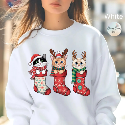 🐱🎄 Kitties in Stockings Sweatshirt – Cozy & Adorable Holiday Cats 🧦✨