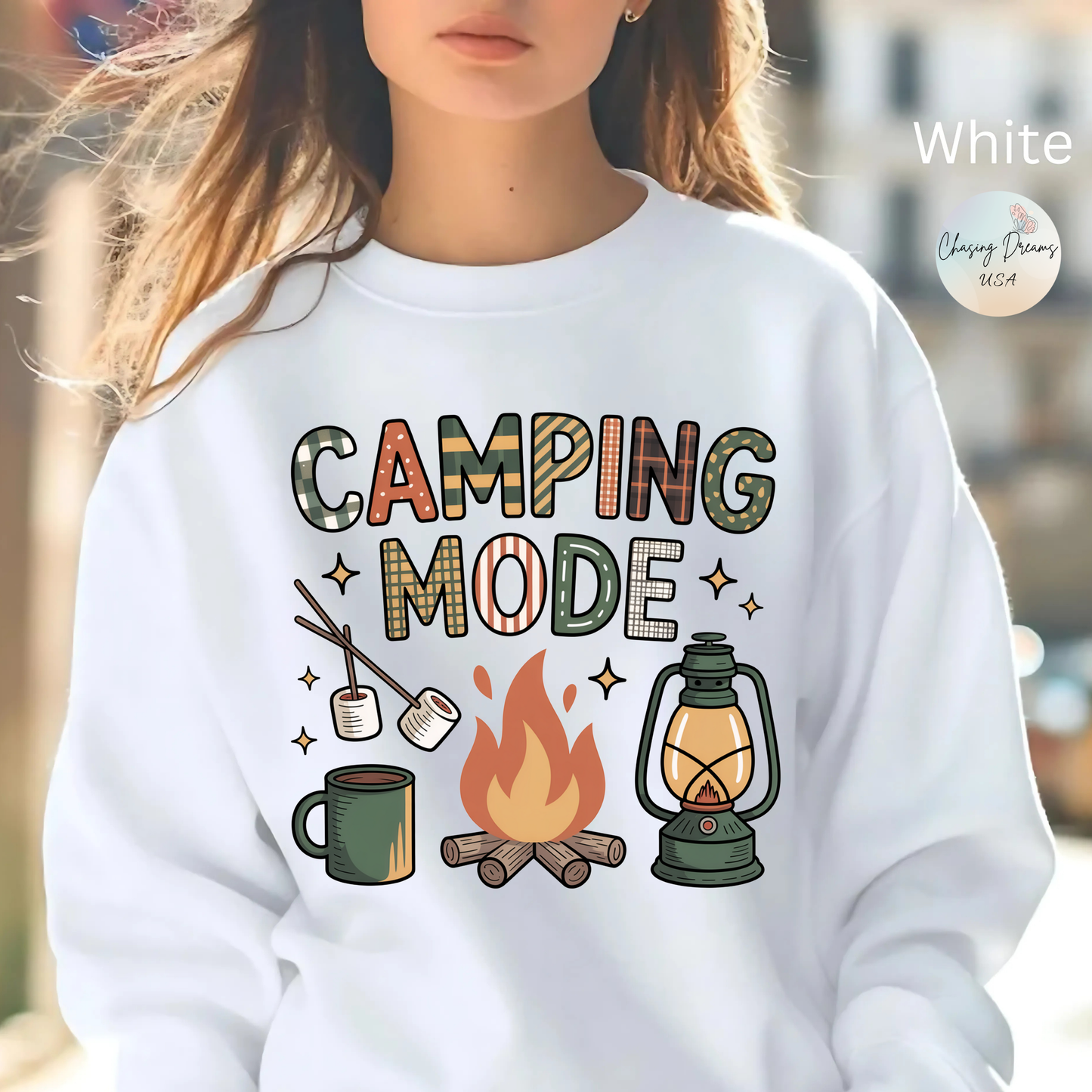 🍂🔥 Camping Mode Sweatshirt – S’mores, Campfires & Cozy Vibes 🏕️☕
