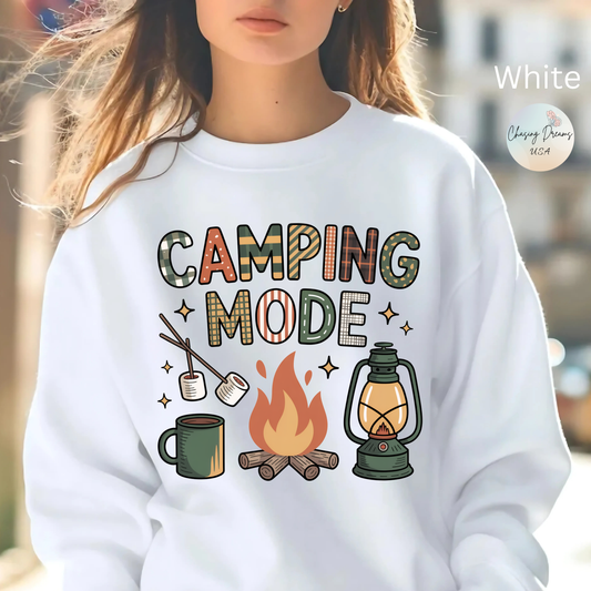 🍂🔥 Camping Mode Sweatshirt – S’mores, Campfires & Cozy Vibes 🏕️☕