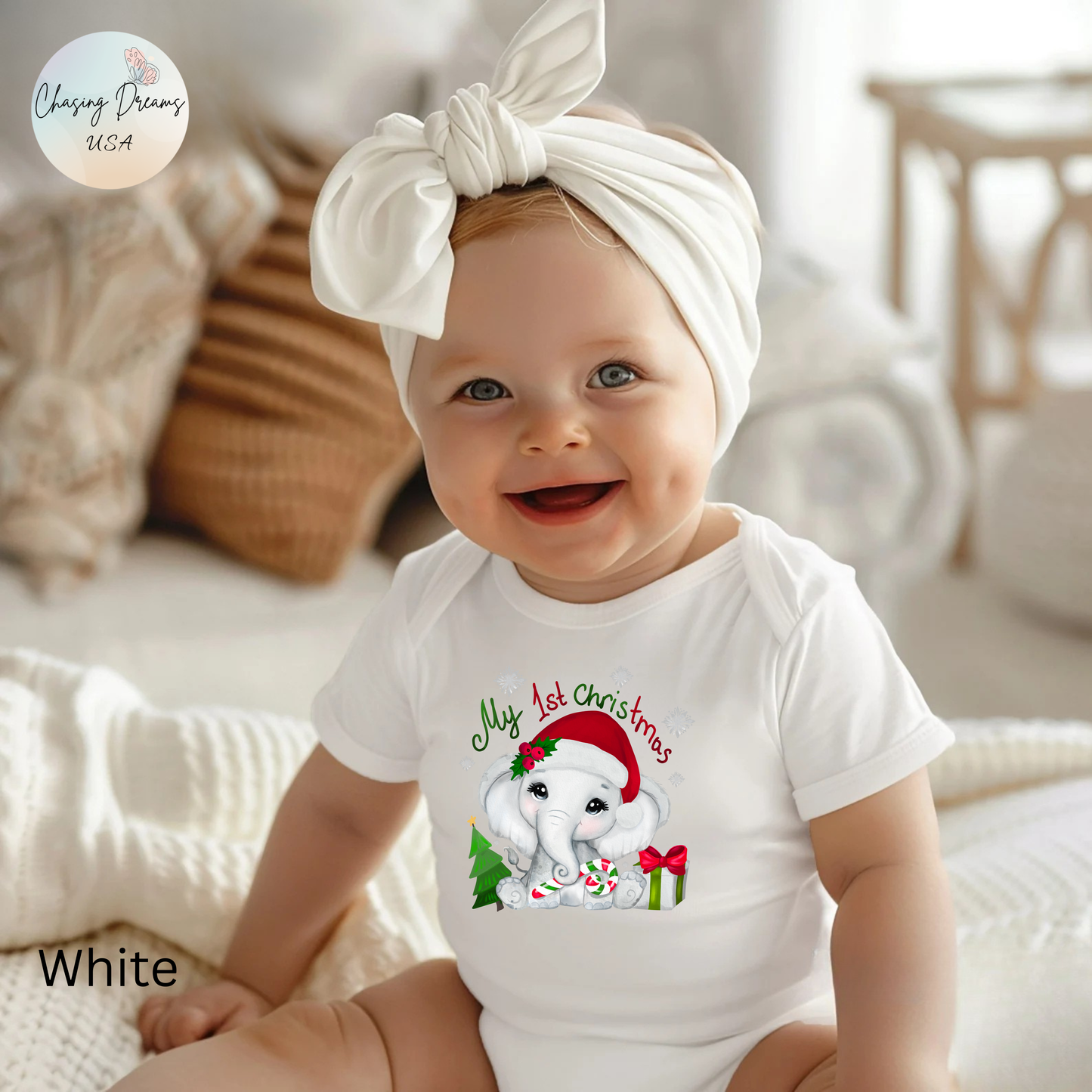 🎄🐘 My 1st Christmas Elephant Baby Onesie – Sweet Holiday Keepsake ✨🍼