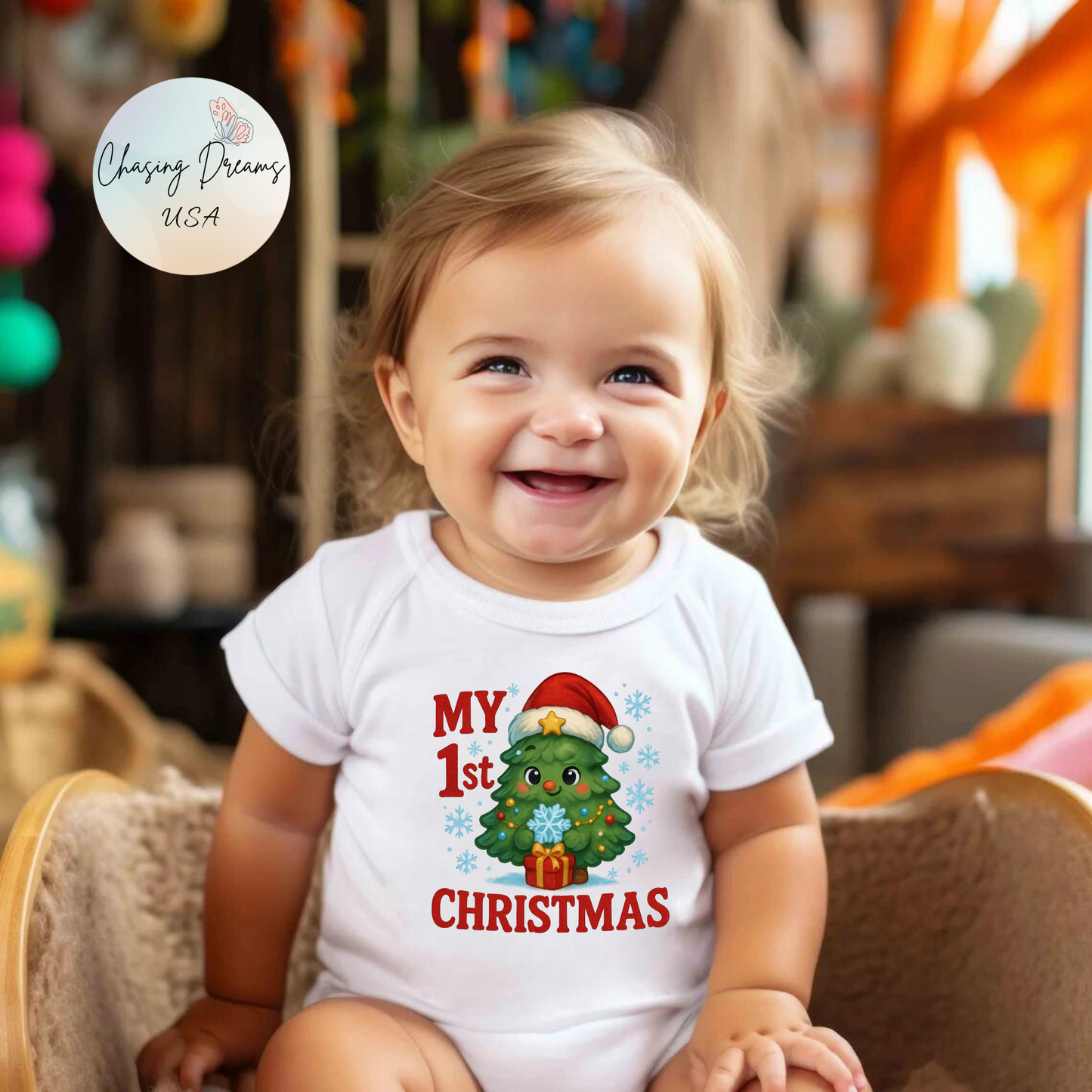 🎄 My 1st Christmas Baby Onesie – Cozy Tree Edition 🌟