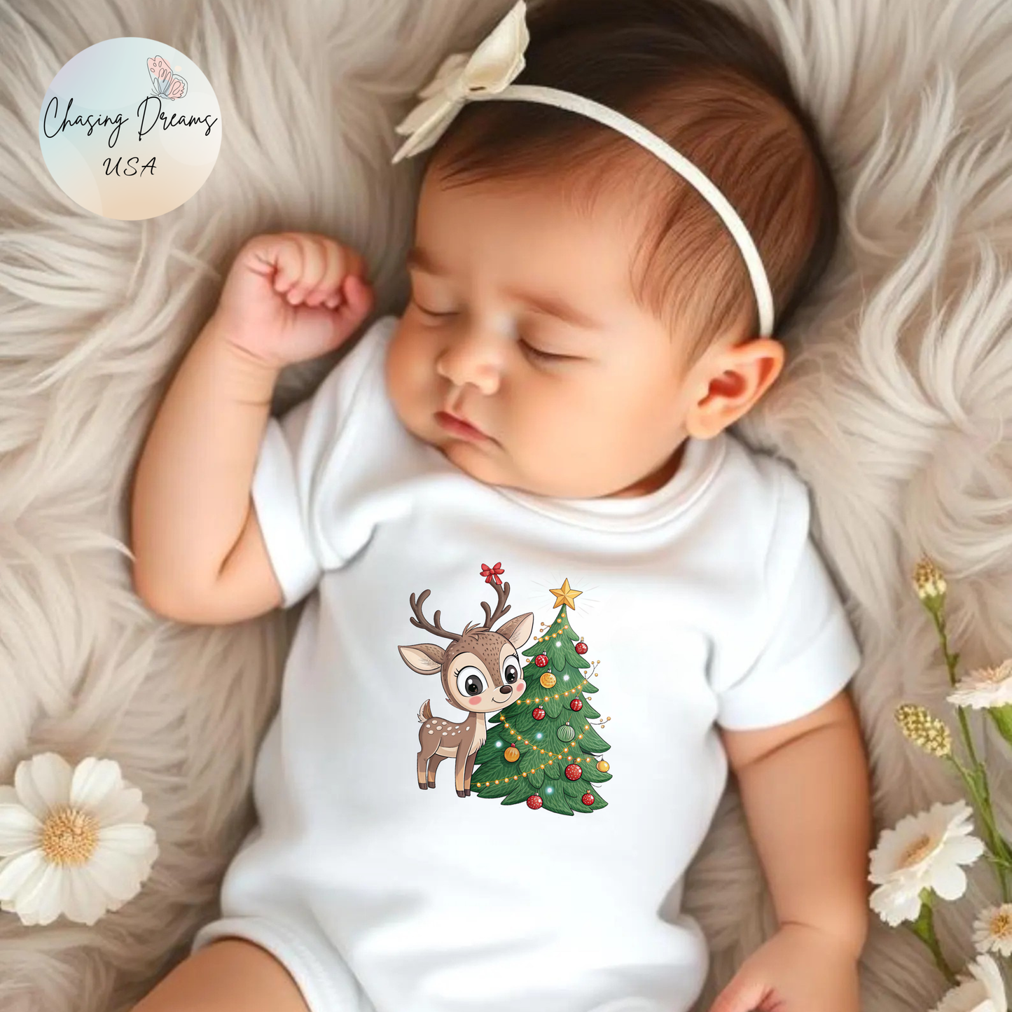🎄 Little Reindeer Christmas Baby Onesie – Sweet Holiday Snuggle Outfit