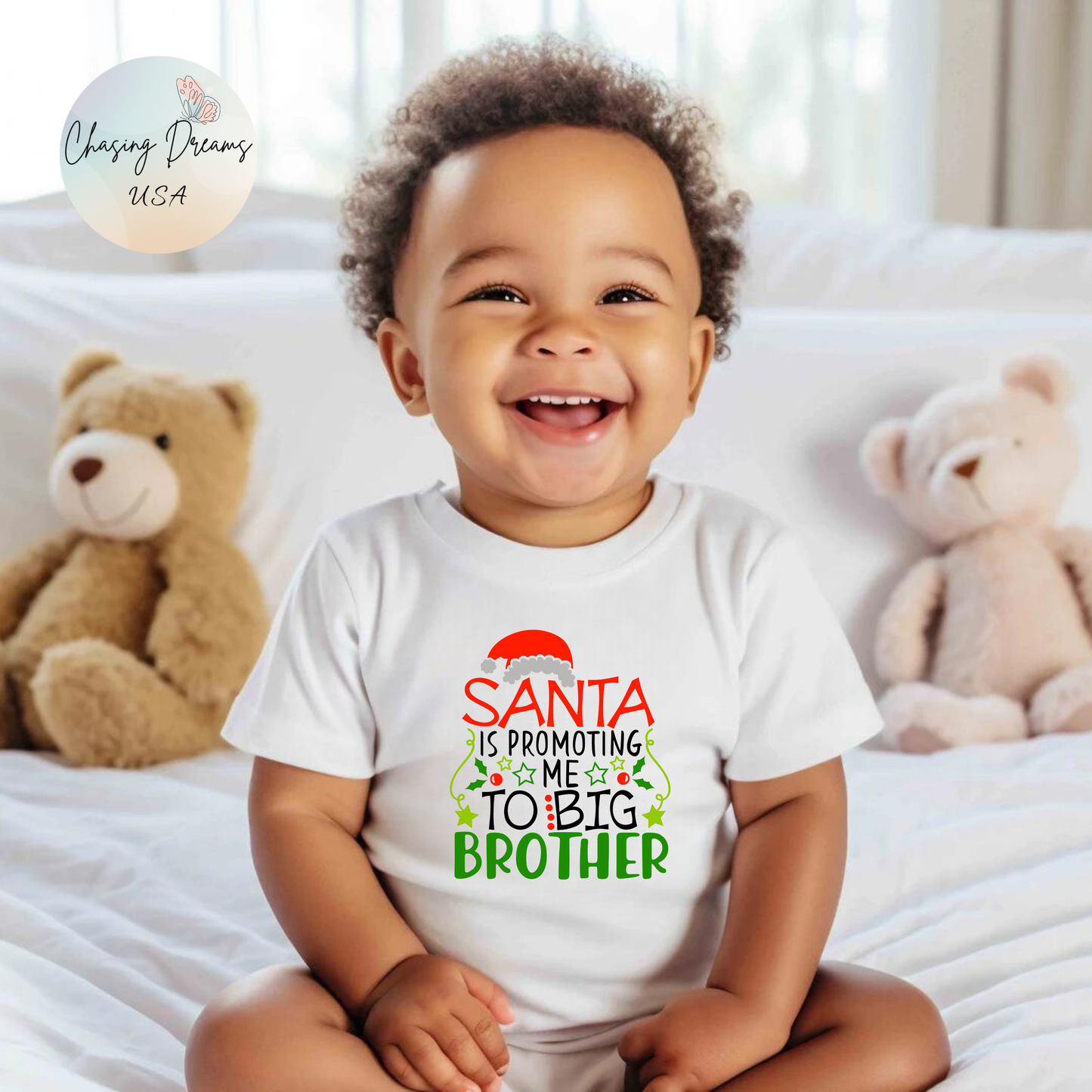 🎅 Santa Brother Baby Onesie – Festive Sibling Bodysuit for Holiday Photos