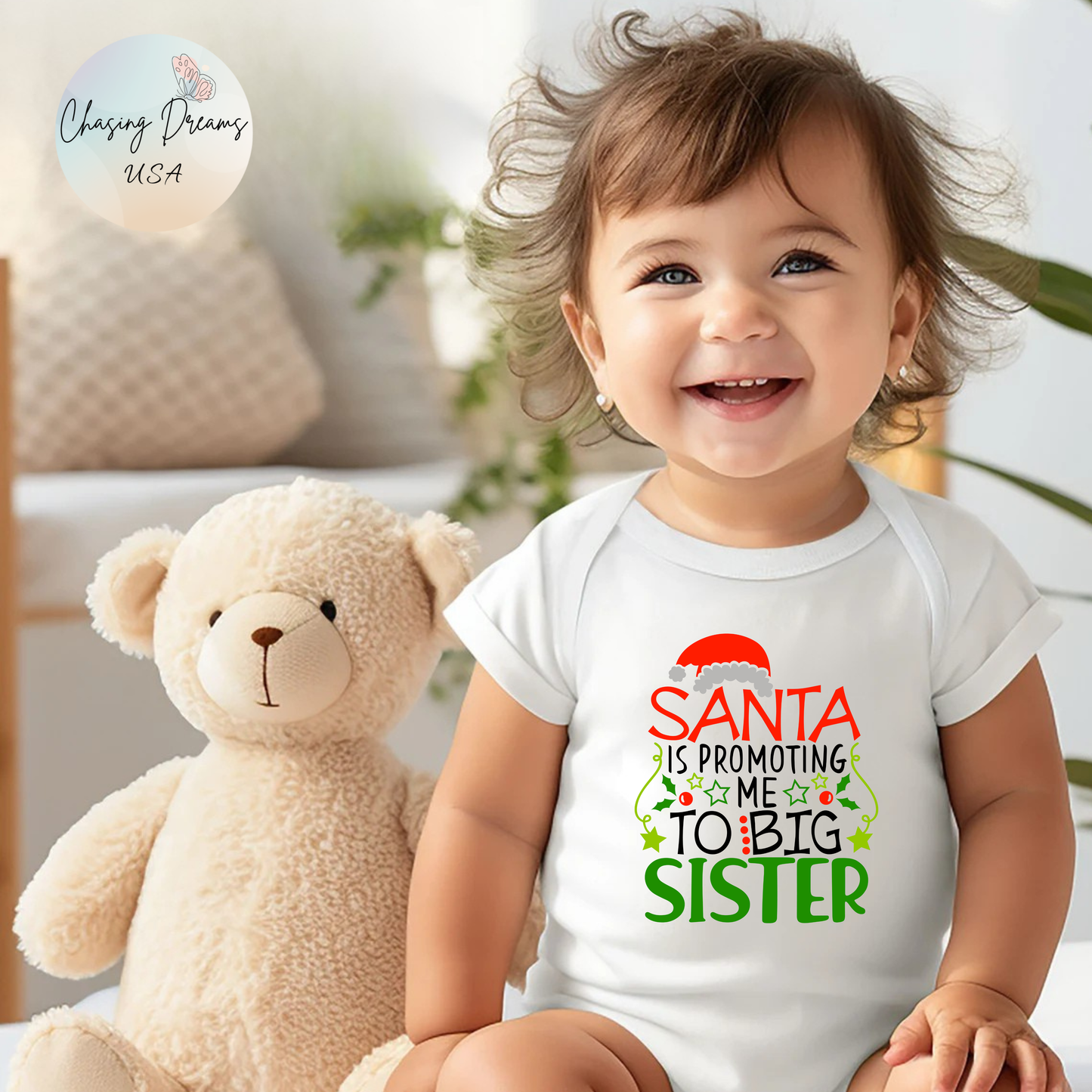 🎅👶 Santa Sister Baby Onesie – Adorable Holiday Bodysuit for Little Sisters 🎄✨