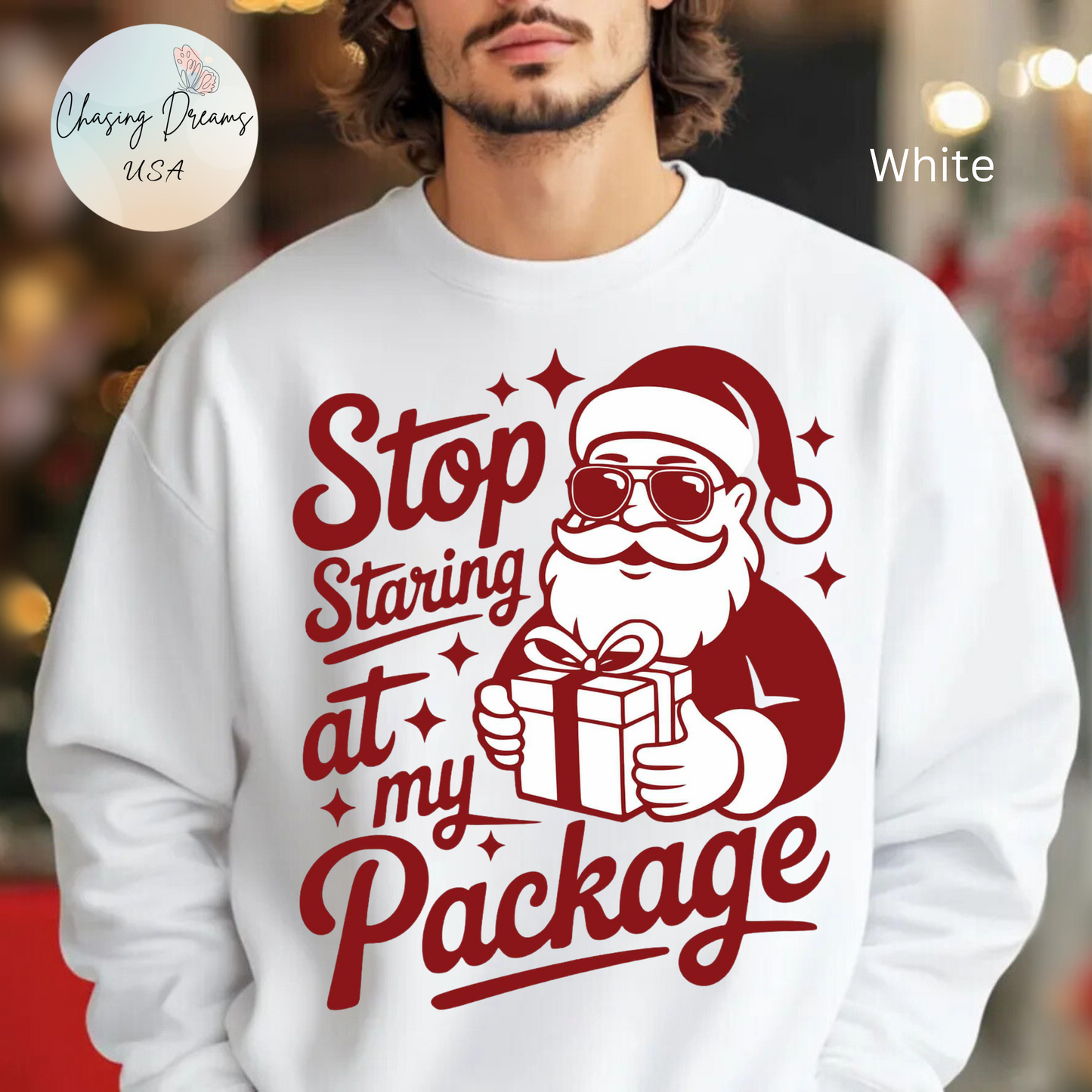 🎅🤣 Stop Staring at My Package Sweatshirt – Funny Santa Holiday Pullover