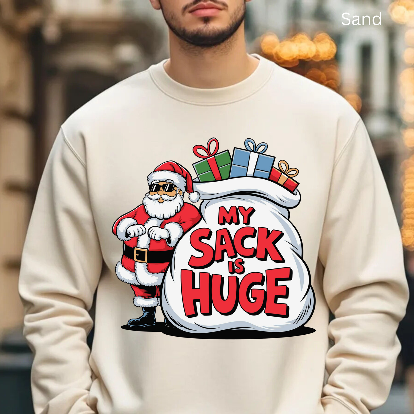 🎅😂 My Sack Is Huge Sweatshirt – Funny Santa Christmas Pullover for Men