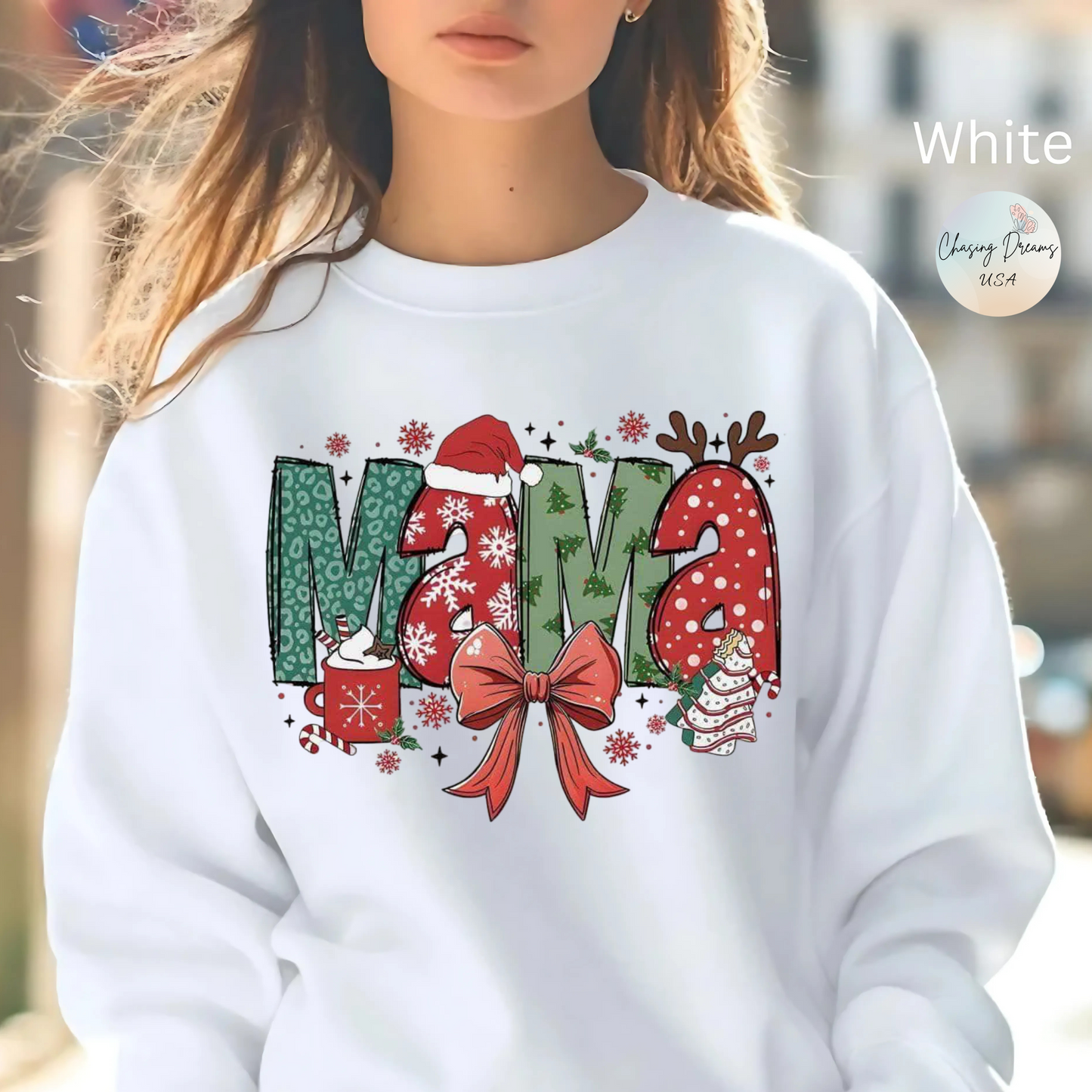 🎀🎄 Mama Christmas Sweatshirt – Festive Holiday Crewneck for Moms