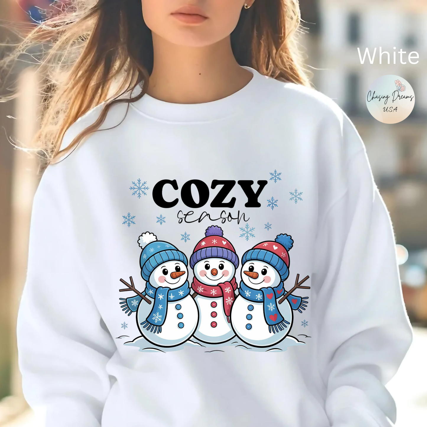 ☃️💙 Cozy Season Snowman Sweatshirt – Adorable Winter Crewneck for Women