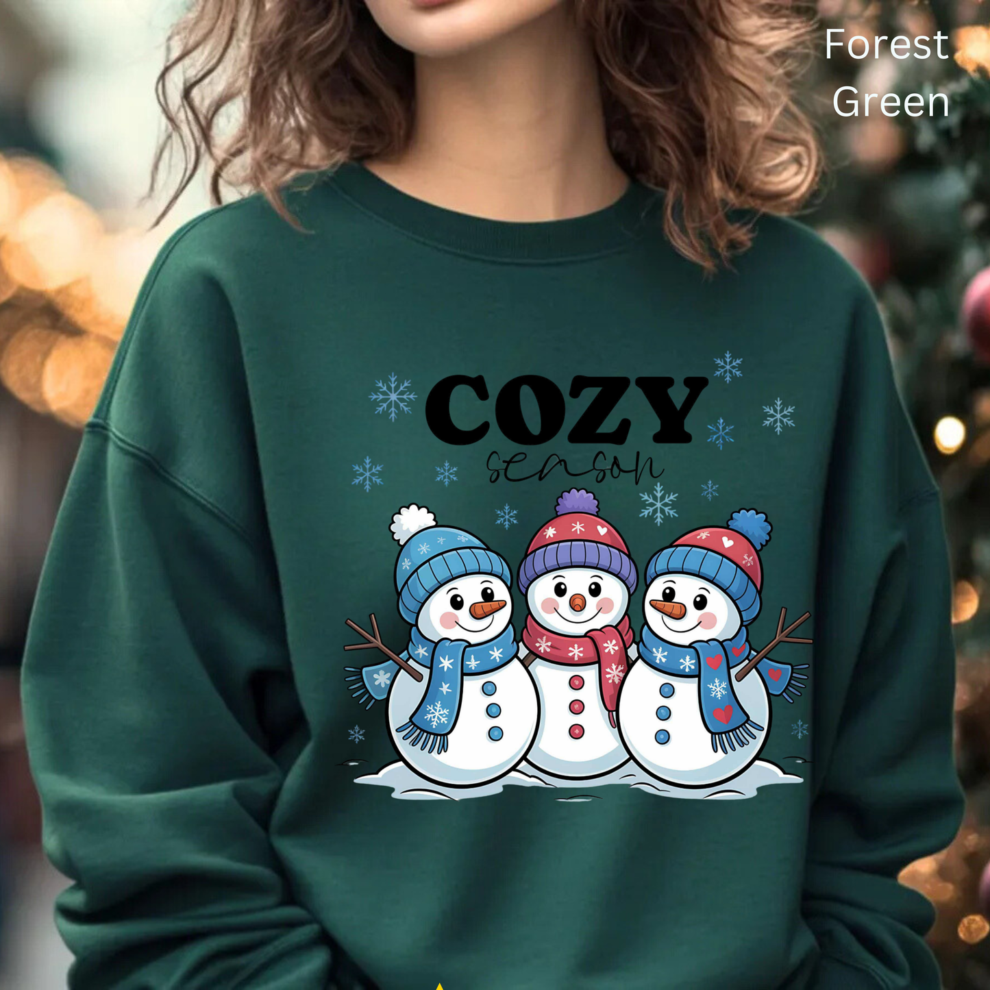 ☃️💙 Cozy Season Snowman Sweatshirt – Adorable Winter Crewneck for Women