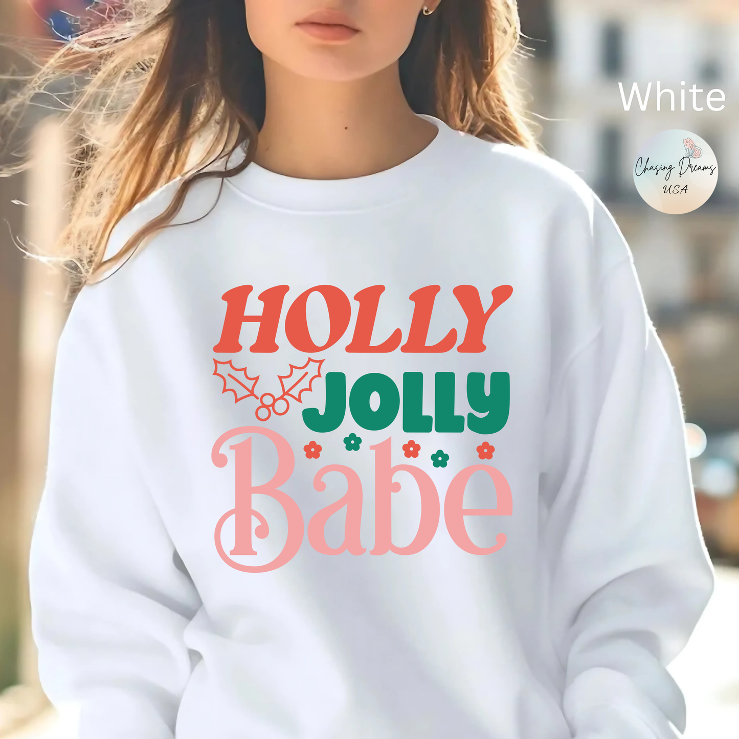 🎀✨ Holly Jolly Babe Retro Crewneck – Cute, Cozy & Festive