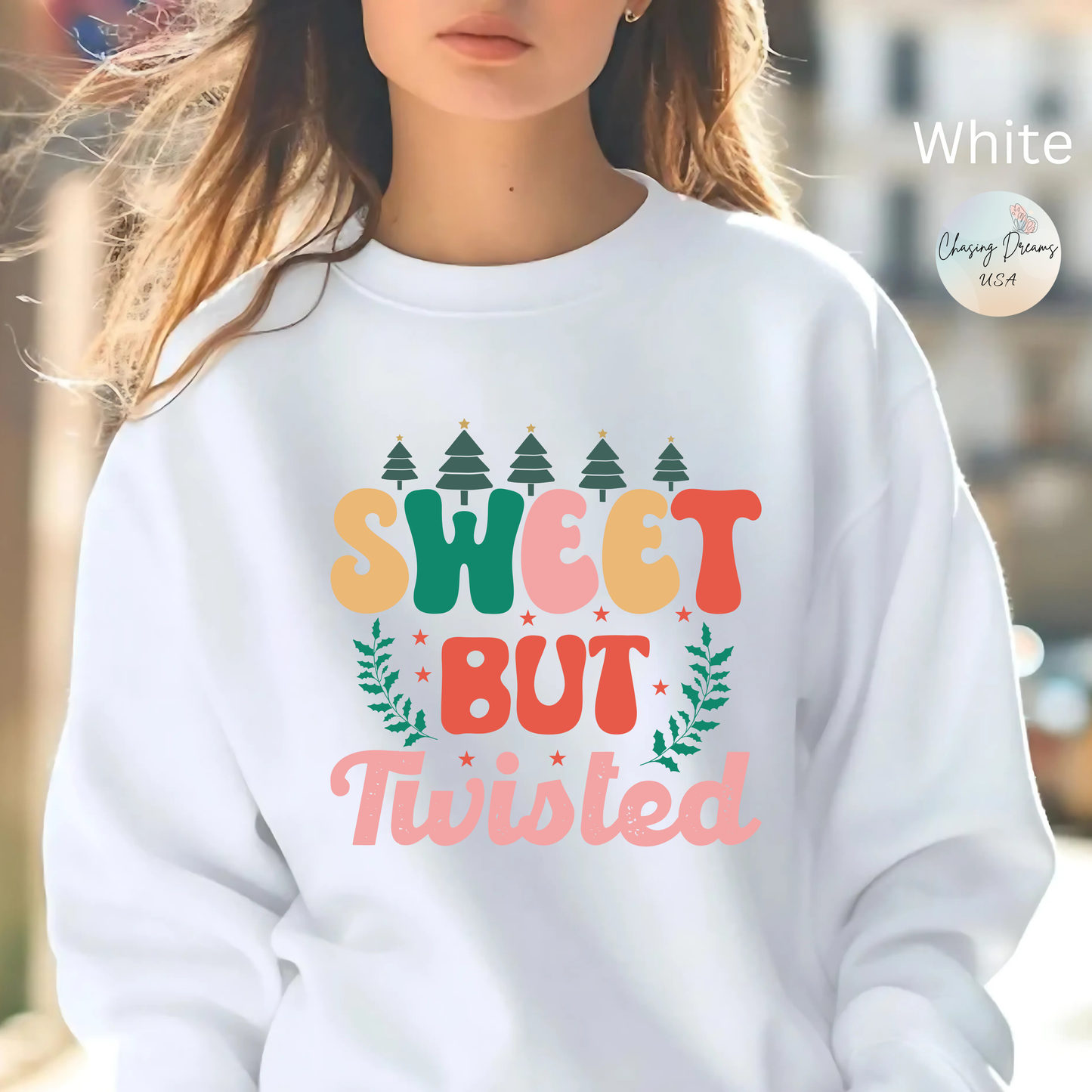 🎀✨ Sweet But Twisted Sweatshirt – Retro Pastel Christmas Vibes for the Season 🌲💖