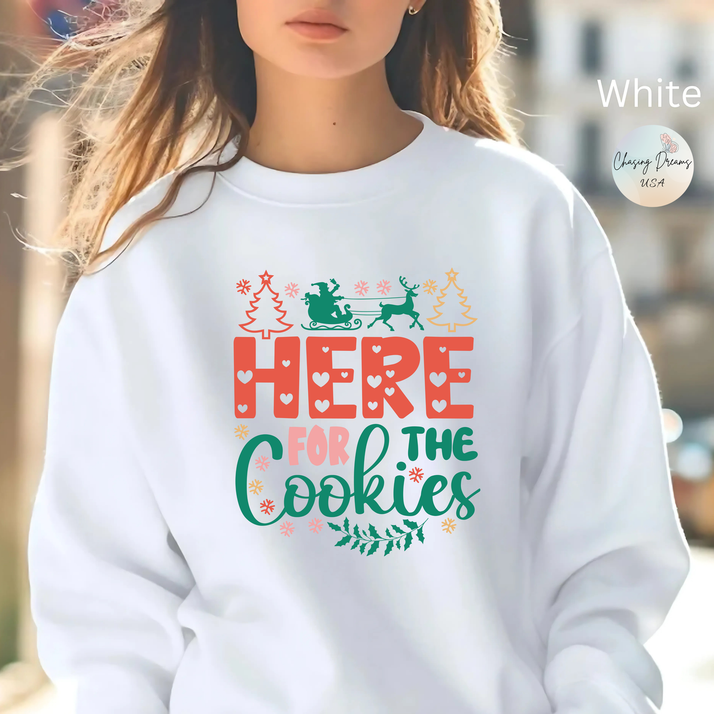 🎄🍪 Here For The Cookies Crewneck – Cute Holiday Baking Vibes