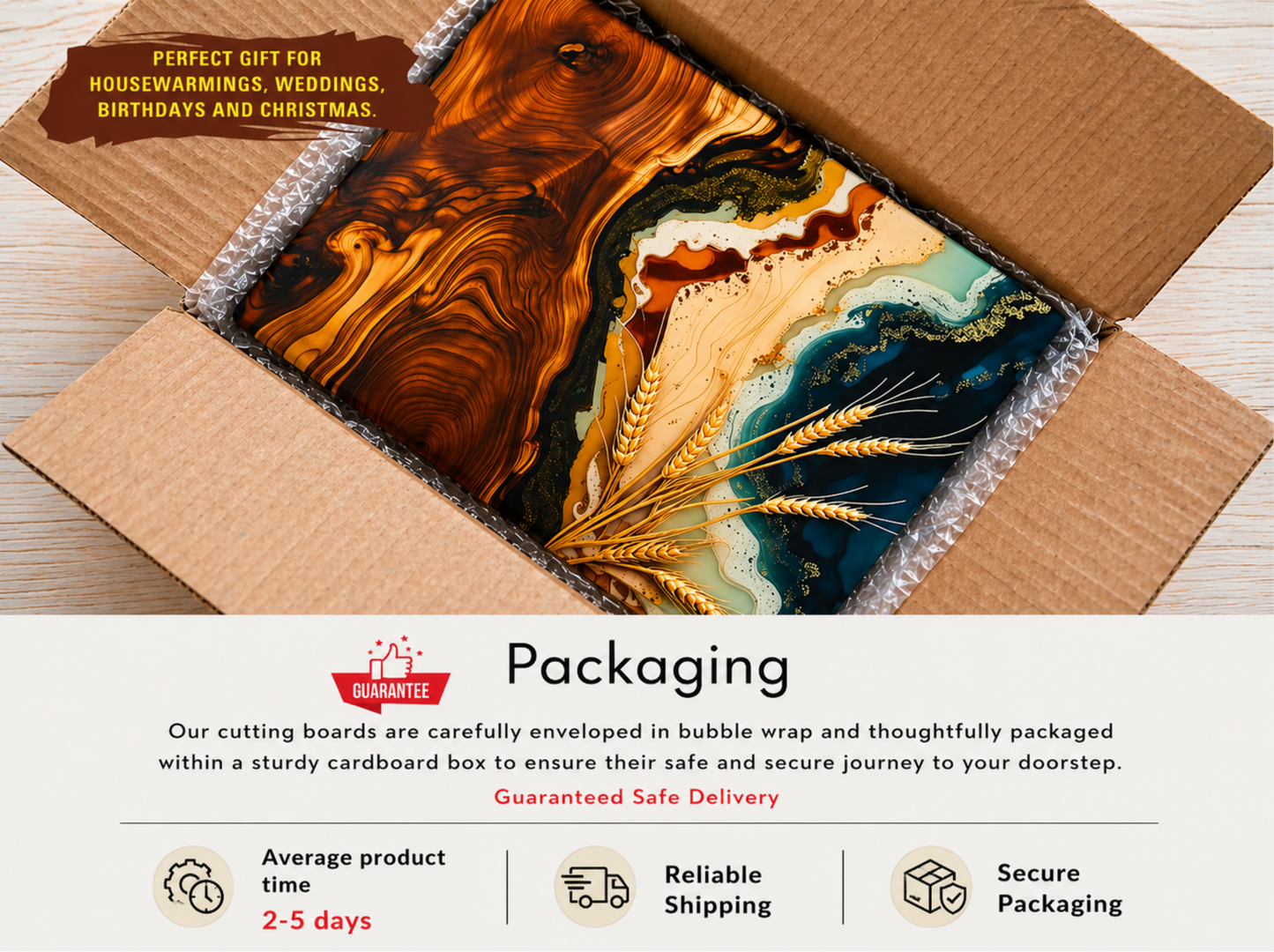 Personalized Wood & Resin Style Glass Cutting Board (Faux Wood & Epoxy Design – Tempered Glass)
