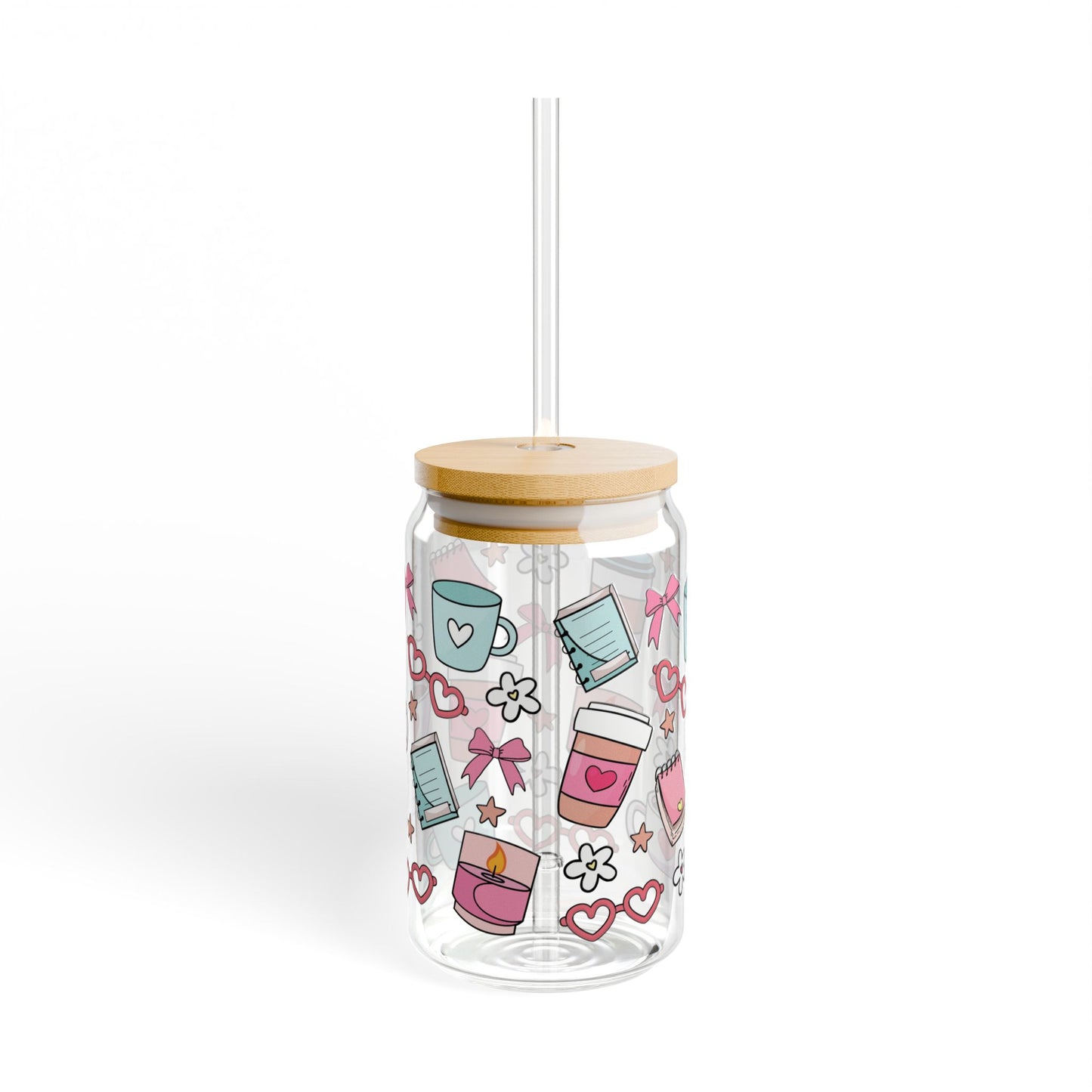 ☕💖 Cozy Café Vibes Sipper Glass – 16oz of Pastel Bliss with Every Sip 🌟