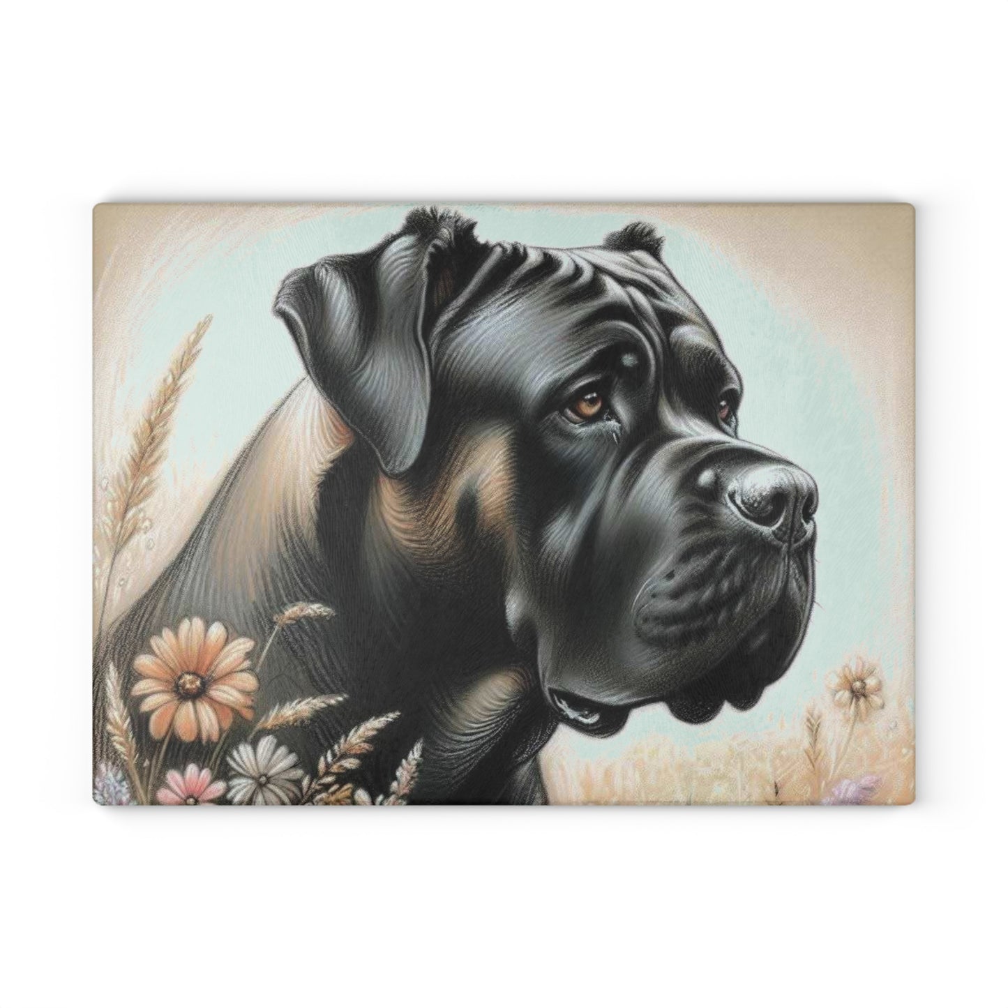 🖤 Cane Corso Cutting Board – Majestic Strength Meets Floral Elegance 🌾